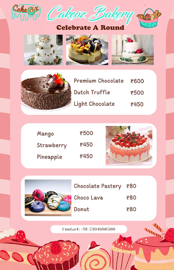 Cakeoz Bakery menu 