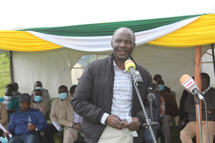 Energy PS Gordon Kihalangwa at Gakanga area in Kieni West subounty during the launch of the ‘adopt a forest' project on Friday, December 10.