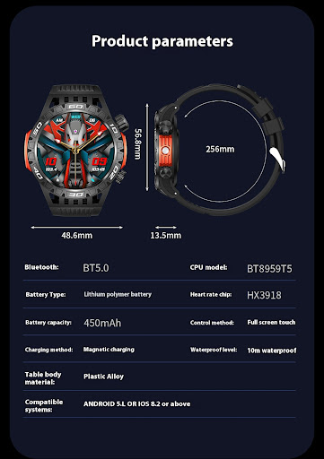 Title 16, HT22 Outdoor Smartwatch with Bluetooth Calling,...
