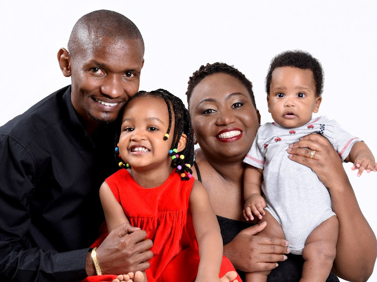 Gospel deejay Jackson Kamau (DJ Soxxy) with wife Anne Waichigo and their two children Eliana Wairimu and Ethan Wambage