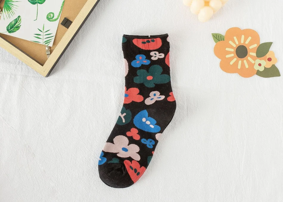 Meias de flores pequenas de verão, meias japonesas de algodão combinando com tubo