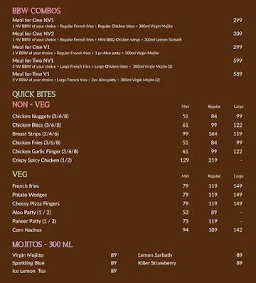 Belgian Burger Waffle menu 