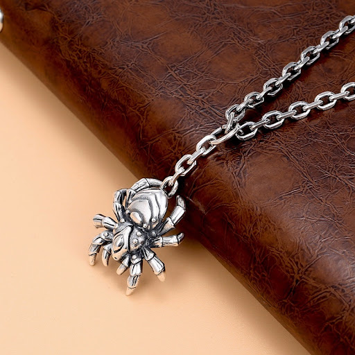 Title 3, S925 Sterling Silver Spider Pendant Mens Hip H...