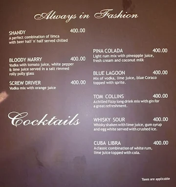 Zaika - Pal Heights menu 