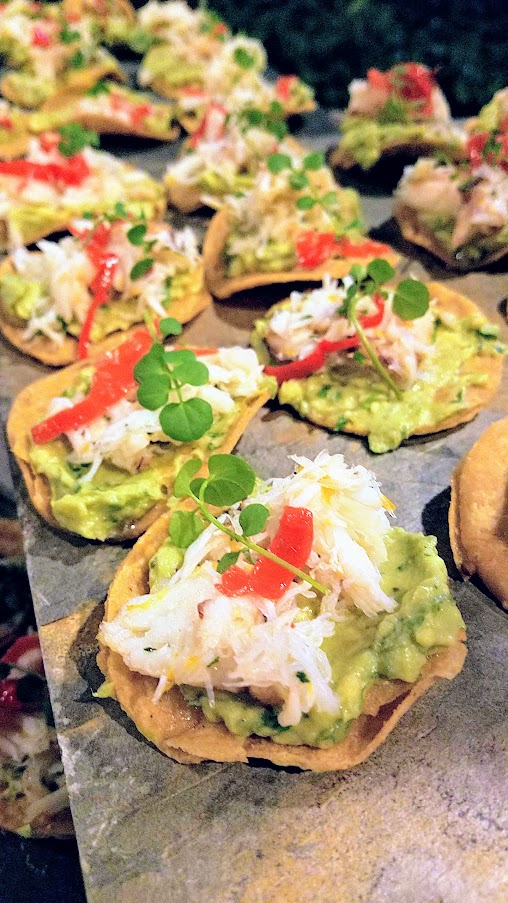 Tostadas with Dungeness Crab, smashed avocado, pickled ahi dolce at King Tide Fish and Shell