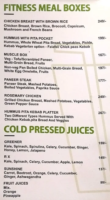 Garden House Cafe & Health Kitchen menu 