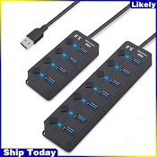 Bộ Chia Cổng Usb 3.0 Hub 4 / 7 Cổng Usb 3.0 Có Công Tắc Đèn Led Chỉ Báo Cá Nhân Phích Cắm Us