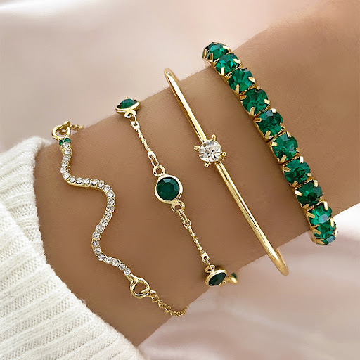 Title 4, Fashion Green Grandmother Diamond Stretch Brace...