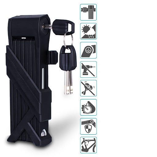 Title 5, Universal Folding Bike Lock with Chain Secure y...