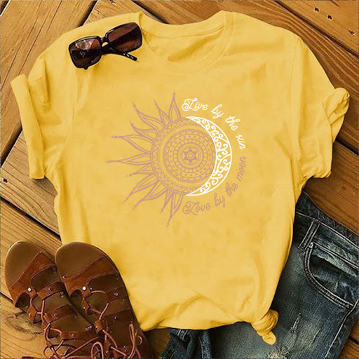 Title 7, Womens Sunflower Print Short Sleeve T-Shirt a ...