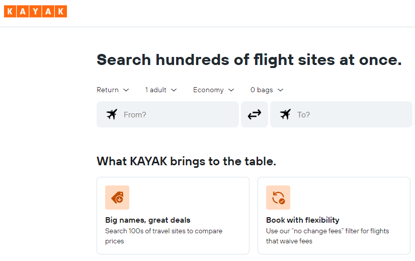 Kayak Landing Page