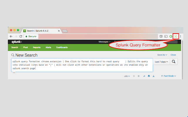 Splunk Query Formatter chrome extension