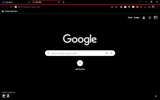 Black theme with red highlighted active tab