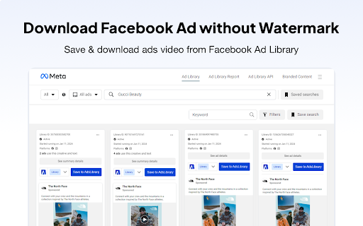Ad Library：Save Facebook ad video without watermark