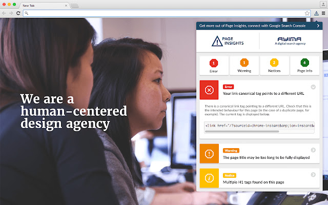 Ayima Page Insights chrome extension