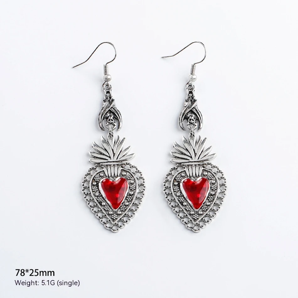 Boucles d'oreilles rétro gothiques sombres en alliage émaillé, ornement. Style vintage, design unique, accessoire parfait pour un look élégant et mystérieux.