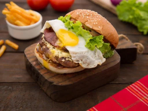 Meaty Beef Cheese Burger [bacon + Fried Egg]