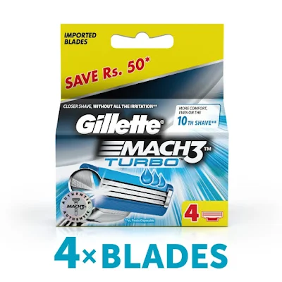 Gillette Mach 3 - Manual Shaving Razor Blades Cartridge - 4 pcs