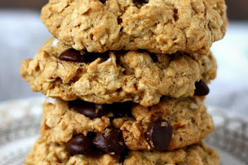 Vegan Salted Chocolate Chip Oatmeal Cookies.
