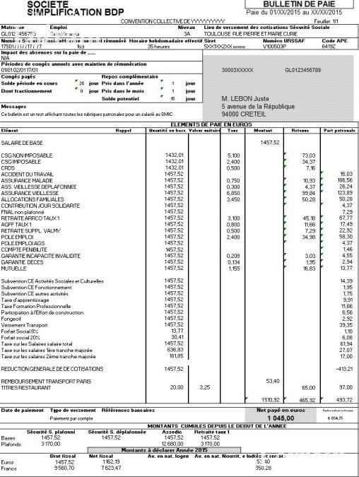 modele bulletin de salaire non cadre 2018