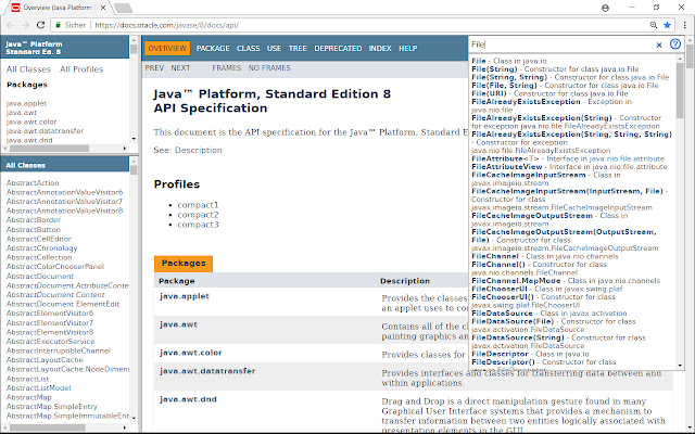 Javadoc Search chrome extension