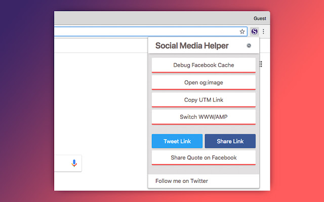 Social Media Helper chrome extension