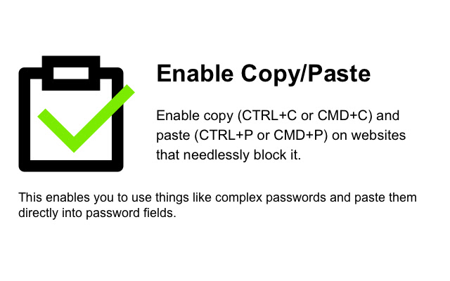 Enable Copy/Paste chrome extension