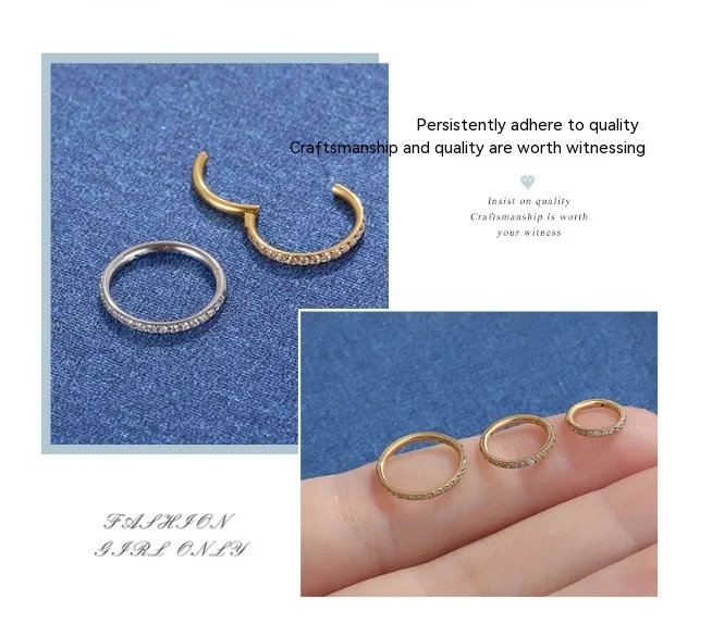 RVS piercing ornamenten onderste zirkon cirkel gesloten ring naadloos neus cirkel multifunctioneel kraakbeen oorbel