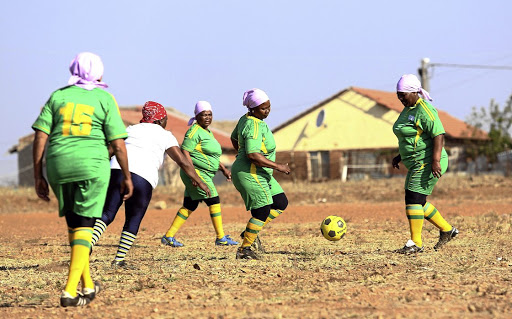 Vakhegula flex their muscles at training. The grannies team currently needs talented players to beef up their squad.