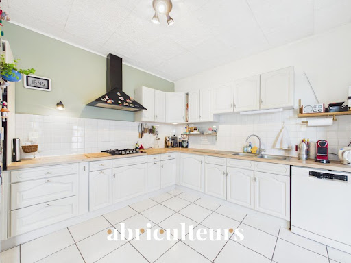 White equipped kitchen and white tiles - Luxury house for sale in Nantes, 8 rooms, 6 bedrooms