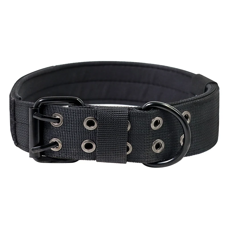 OneTigris Militaire verstelbare hondenhalsband met metalen D-ring & gesp. Duurzaam en veilig voor training en wandelingen.