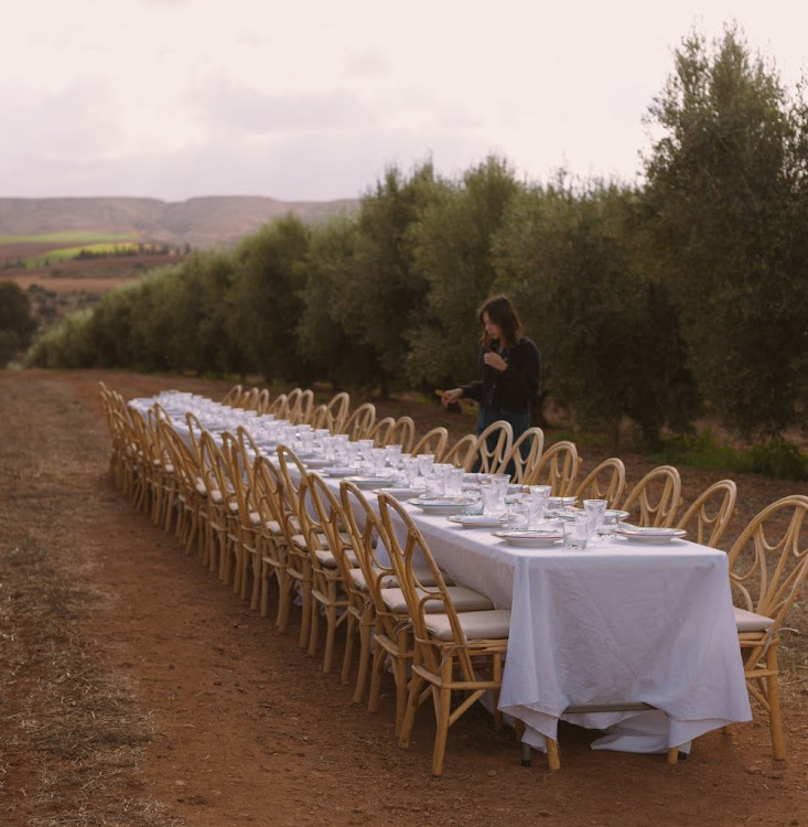 The table is laid for the Outstanding in the Field dinner in Fes, Morocco.