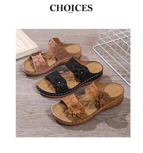 Title 6, Womens Casual Flower Flat Sandals Comfortable ...