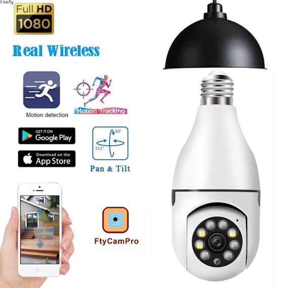 Camera An Ninh Không Dây Xoay 360 Độ Hình Bóng Đèn Kết Nối Wifi Ptz Ip