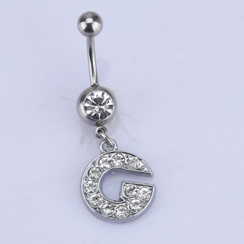 Hypoallergenes Bauchnabelpiercing mit englischem Alphabet, sichere & stilvolle Körpermoktion, individuell & komfortabel für dich!