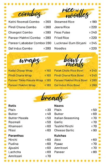 Indus Flavour Express menu 