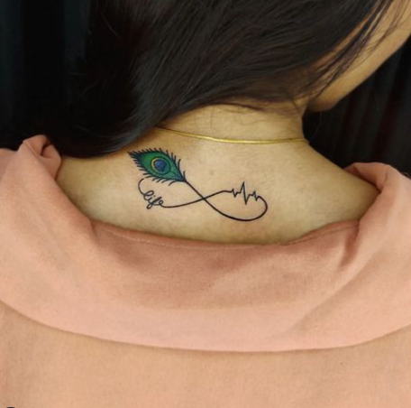 Infinity With Peacock Feather Tattoos