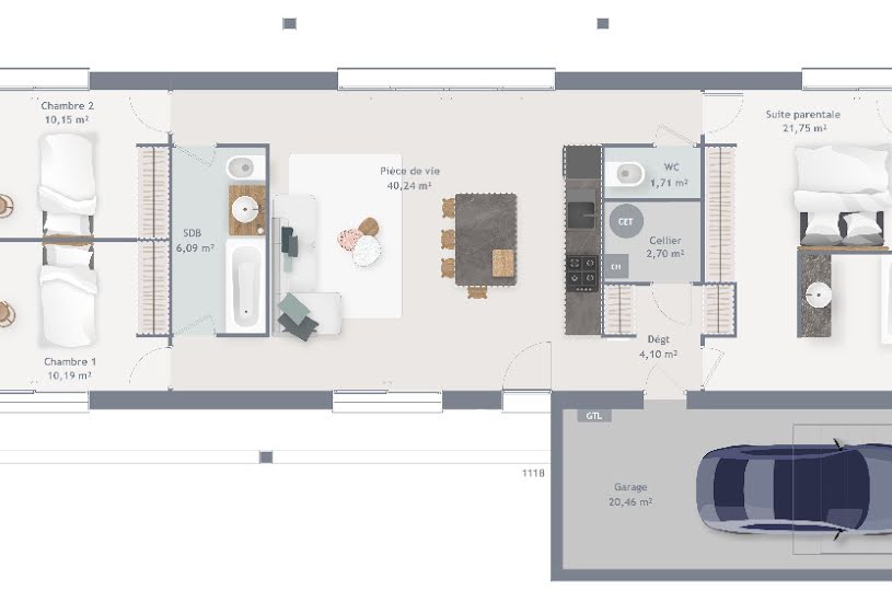  Vente Terrain + Maison - Terrain : 600m² - Maison : 95m² à Chavigny-Bailleul (27220) 