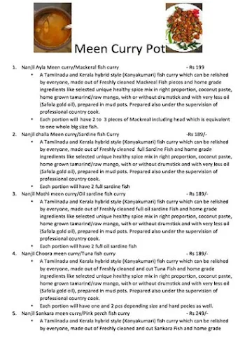 Meen Curry Pot menu 