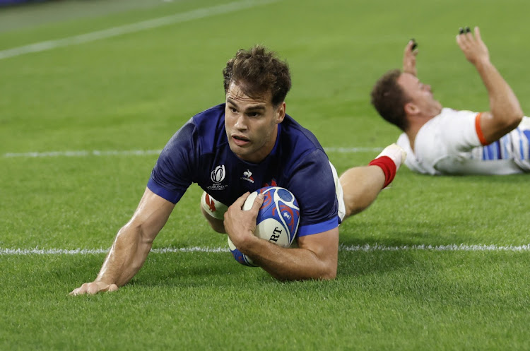 Damian Penaud scores France's fourth try in their Rugby World Cup pool A win against Namibia at Stade Velodrome in Marseille on Thursday night.