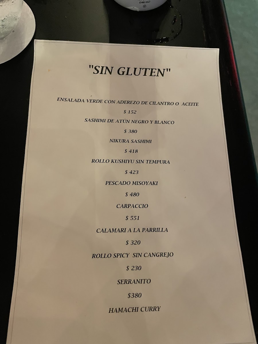GF menu