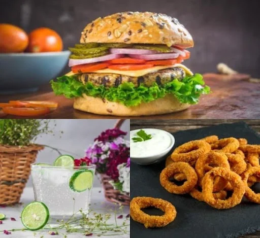 Classic Grilled Chicken Burger + 6 Pc Onion Rings + Lemonade [330 Ml]