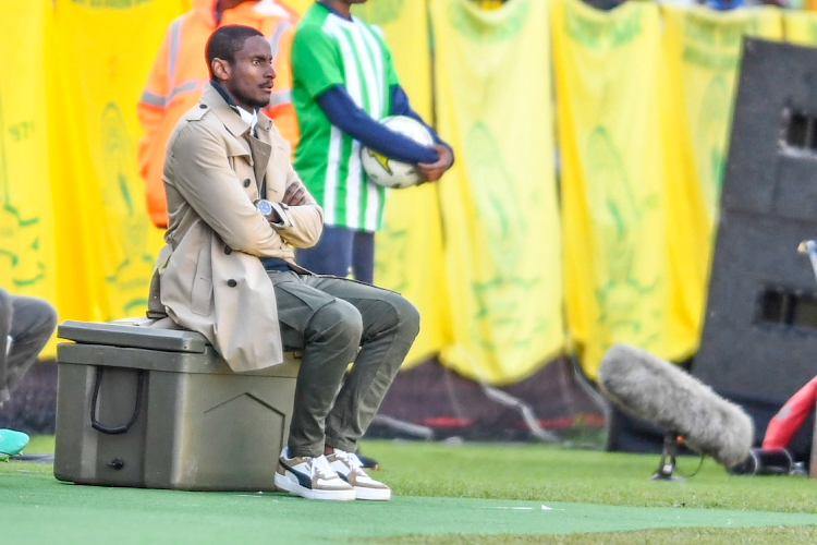 Mamelodi Sundowns coach Rulani Mokwena during the Caf Champions League match against Wydad Athletic Club at Loftus Stadium on May 20 2023.