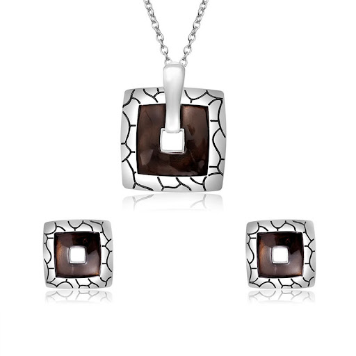 Title 5, Fashion Retro Square Pendant Necklace Earrings ...