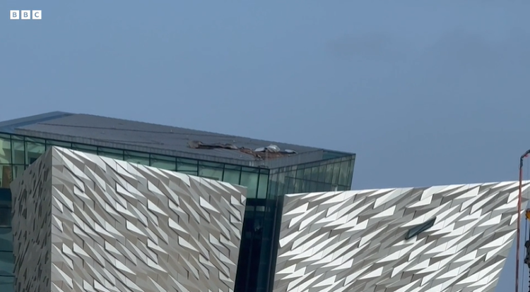 Titanic Belfast roof damaged by Storm Kathleen