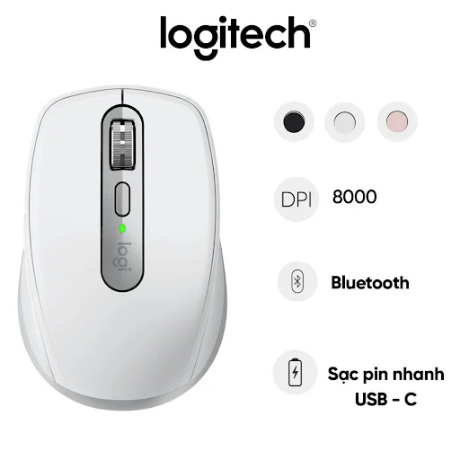 Chuột gaming không dây Logitech MX ANYWHERE 3S Xám (Paper Grey) (910-006933)