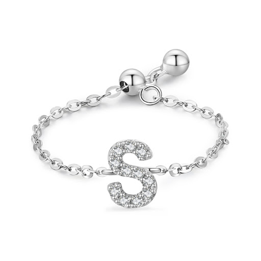 Title 19, Letter Chain Ring Female Fashion Niche Design L...