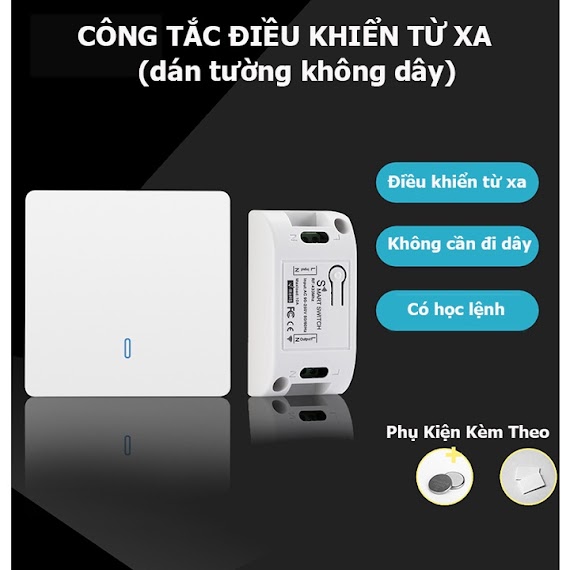 Công Tắc Điều Khiển Từ Xa Không Dây Dán Tường (Gắn Tường) 1 Cổng (1 Kênh) - Công Tắc Đơn