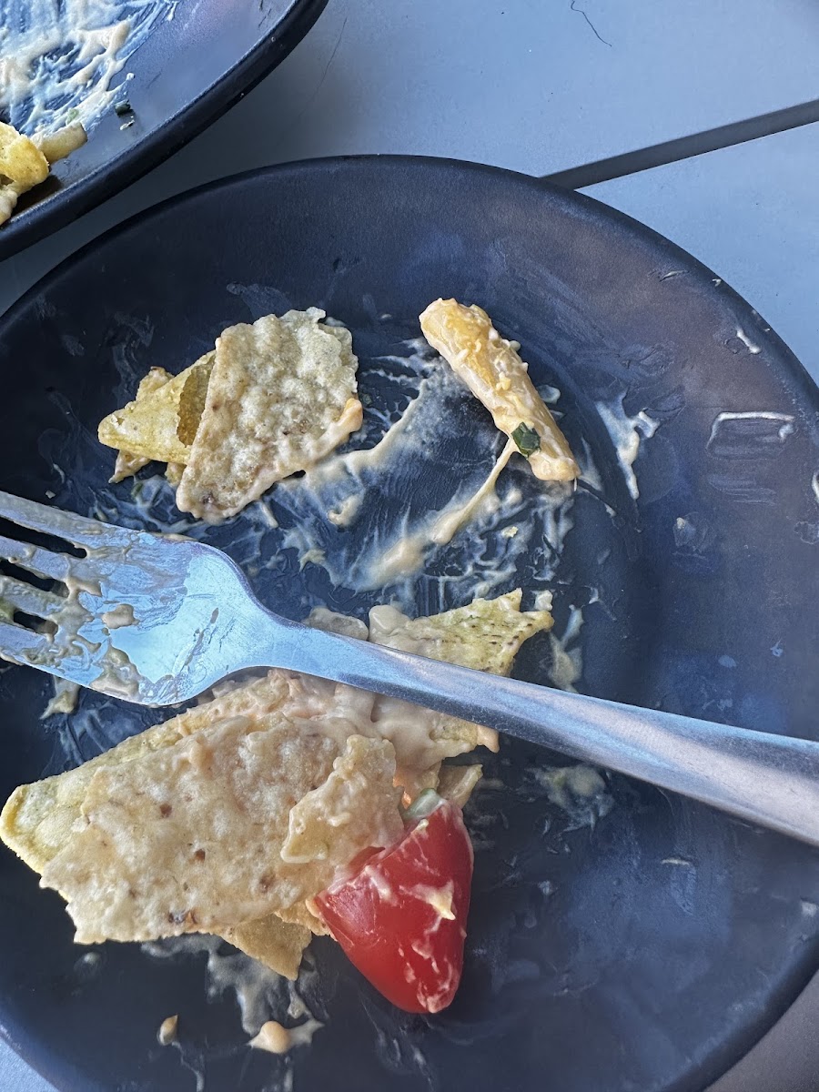 A pasta noodle in my GF nachos. Unsafe