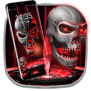 3D Red skull - lock  theme  Icon